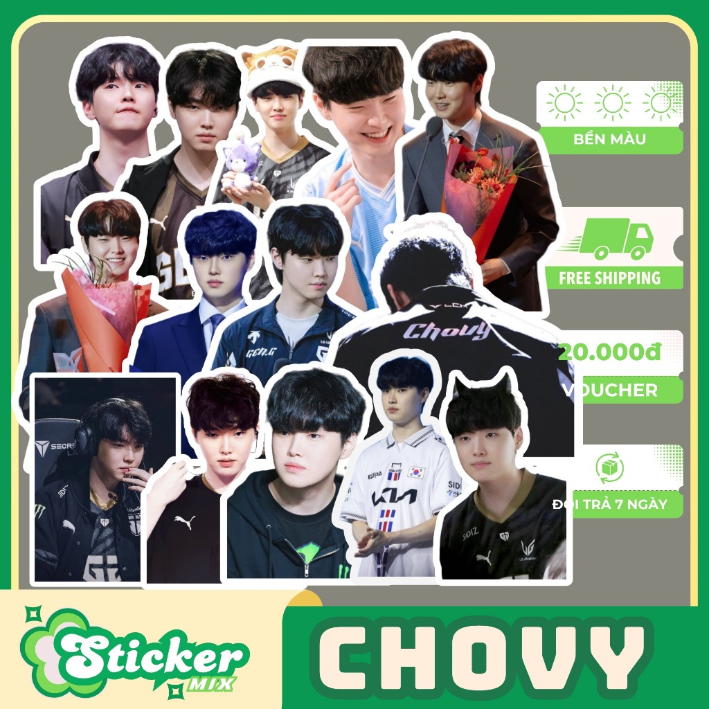 Bộ 50 sticker CHOVY chống nước trang trí sổ tay, vali s139