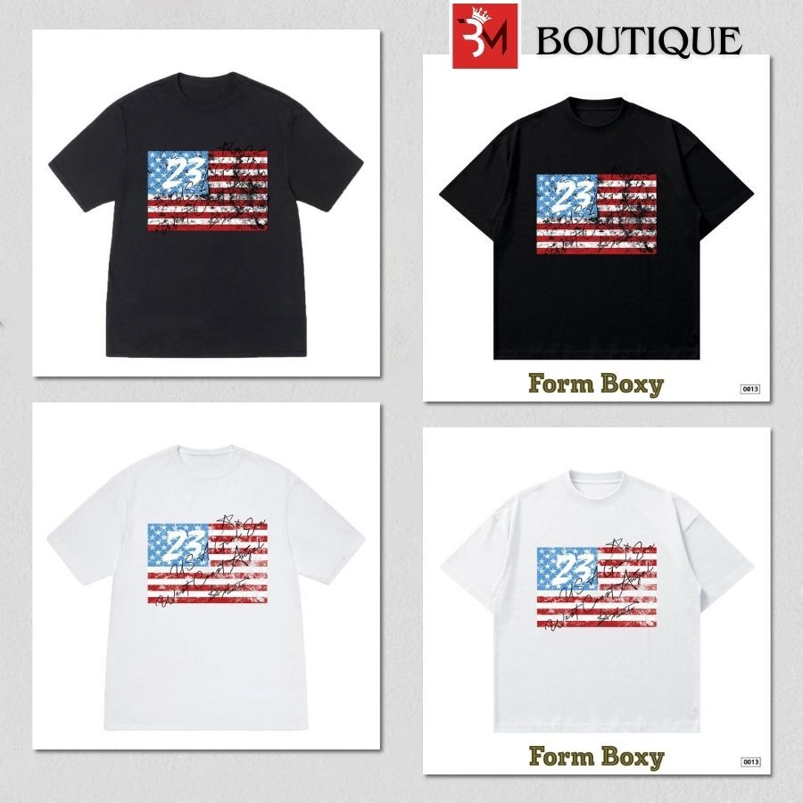 Áo Phông In Hình Cờ Mỹ USA Form Unisex Nam Nữ Vải Cotton 250gsm Áo Thun Cờ USA 580013