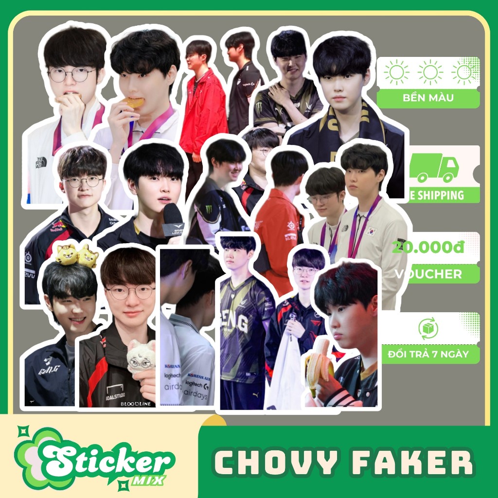 Bộ 50 sticker CHOKER CHOVY FAKER mới nhất chống nước s167