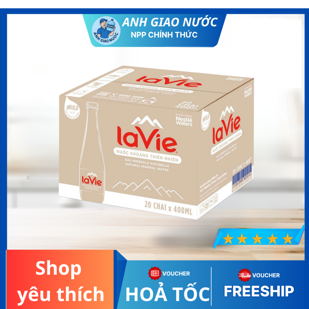 [ Hoả Tốc ] Nước Khoáng LaVie Premium 400ml Chính Hãng | Nước Khoáng Thiên Nhiên Cao Cấp