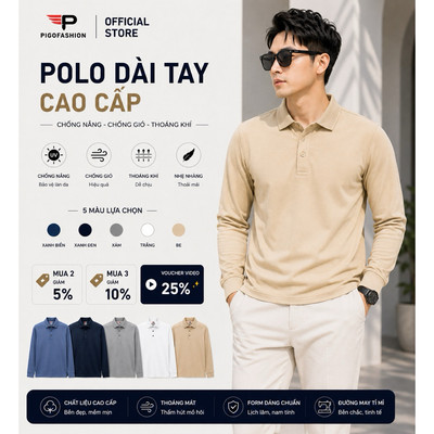 Áo thun nam tay dài cổ bẻ dệt phối cao cấp lịch lãm SPMADT10 Pigofashion (chọn màu)