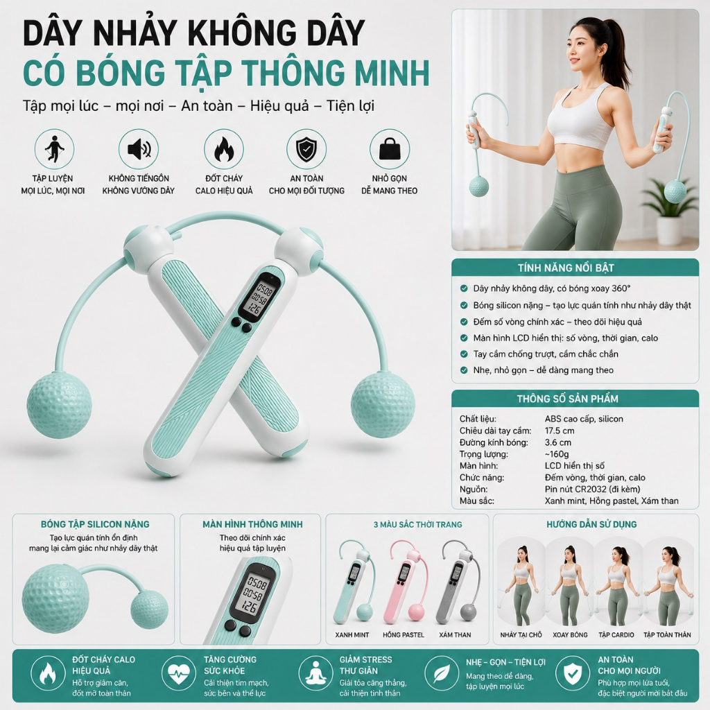 Dây nhảy không dây có bóng