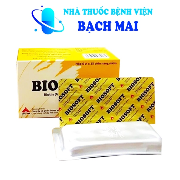 Biosoft - Biotin (Vitamin H) - Hỗ trợ mọc tóc nhanh, giảm rụng tóc - Hộp 90 viên