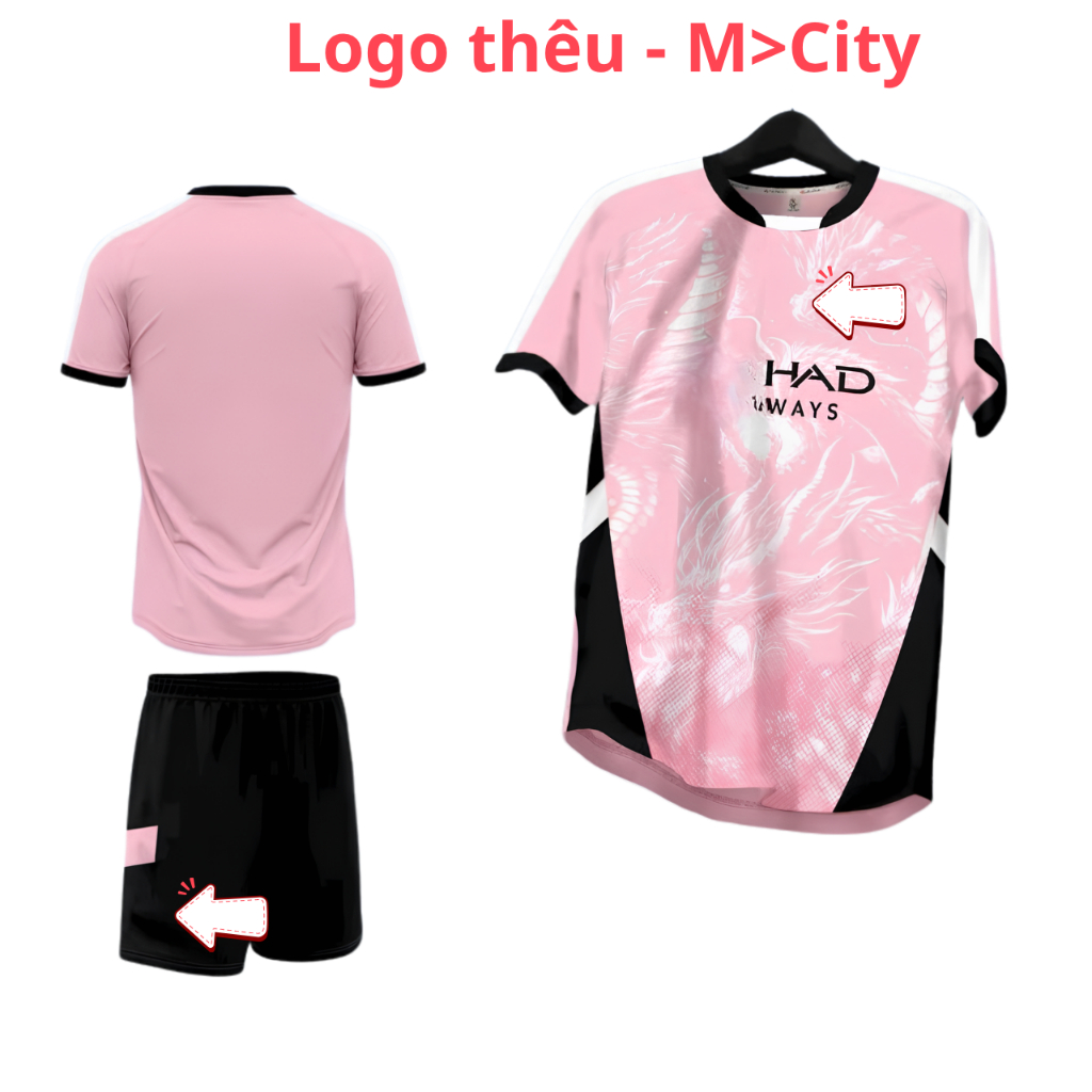 Quần Áo Bóng Đá M>City Mờ Xi Ti hồng- Vải Mè ZicZac DK - In Tên Số Theo Yêu Cầu REINA SPORT