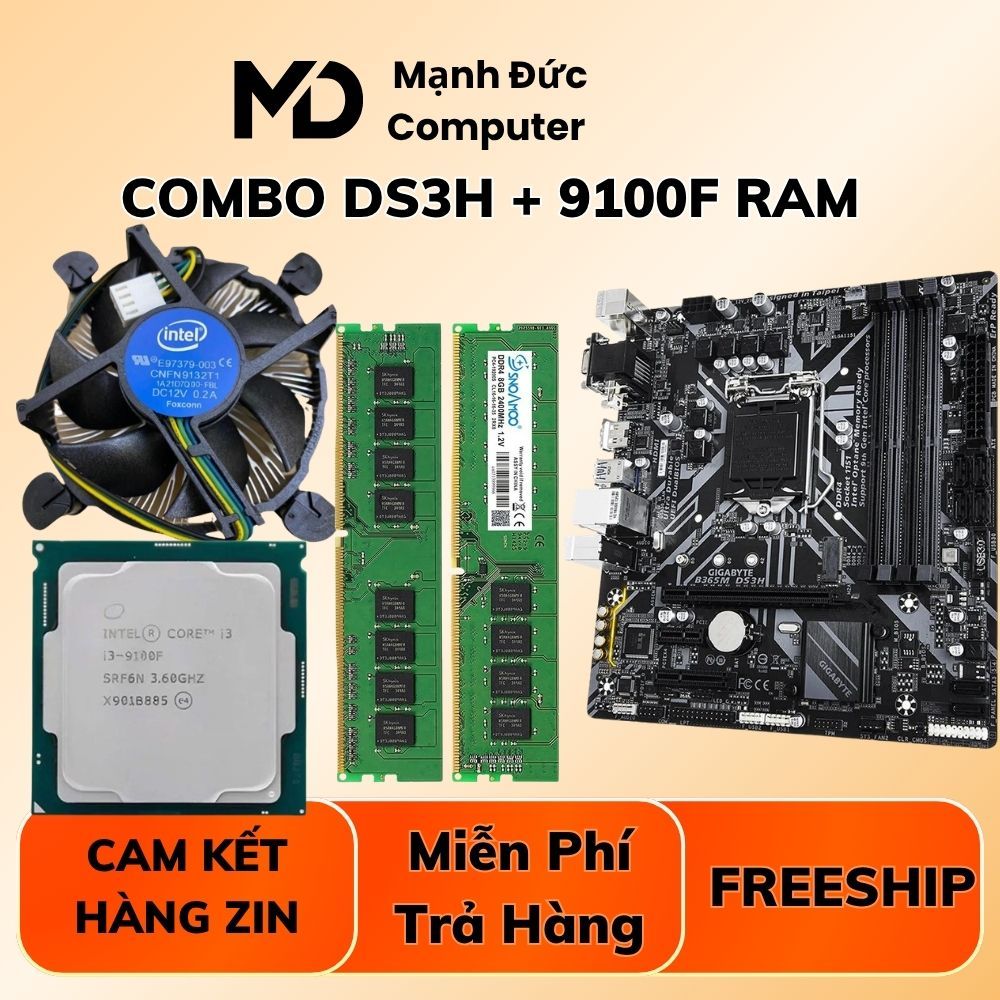 PC Lẻ Combo B360 DS3H + CPU 9100F + Ram 16GB/32GB Hàng CHuẩn