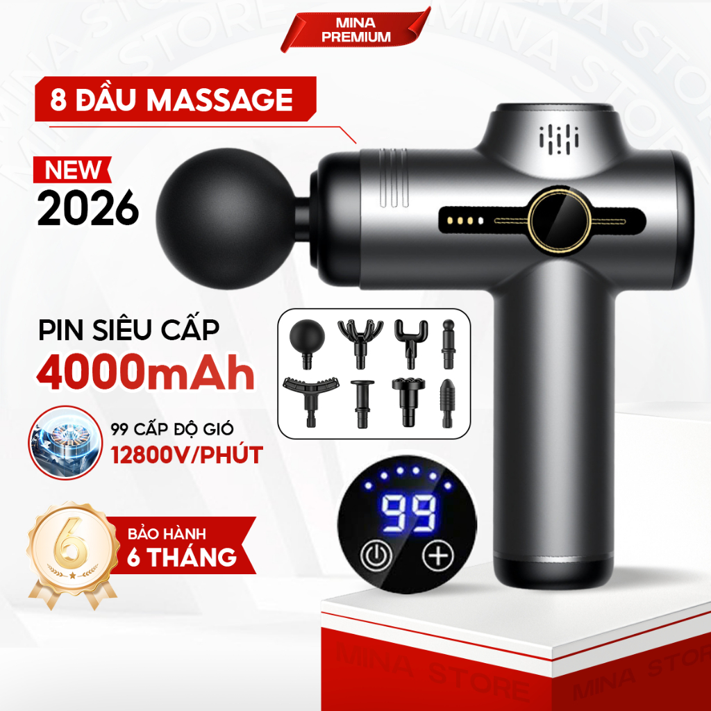 Máy massage cầm tay pro 99 chế độ Massage Cổ Vai Gáy Mát Xa Lưng Giảm Đau Bảo Hành 12 Tháng Mức Đấm Cực Mạnh.