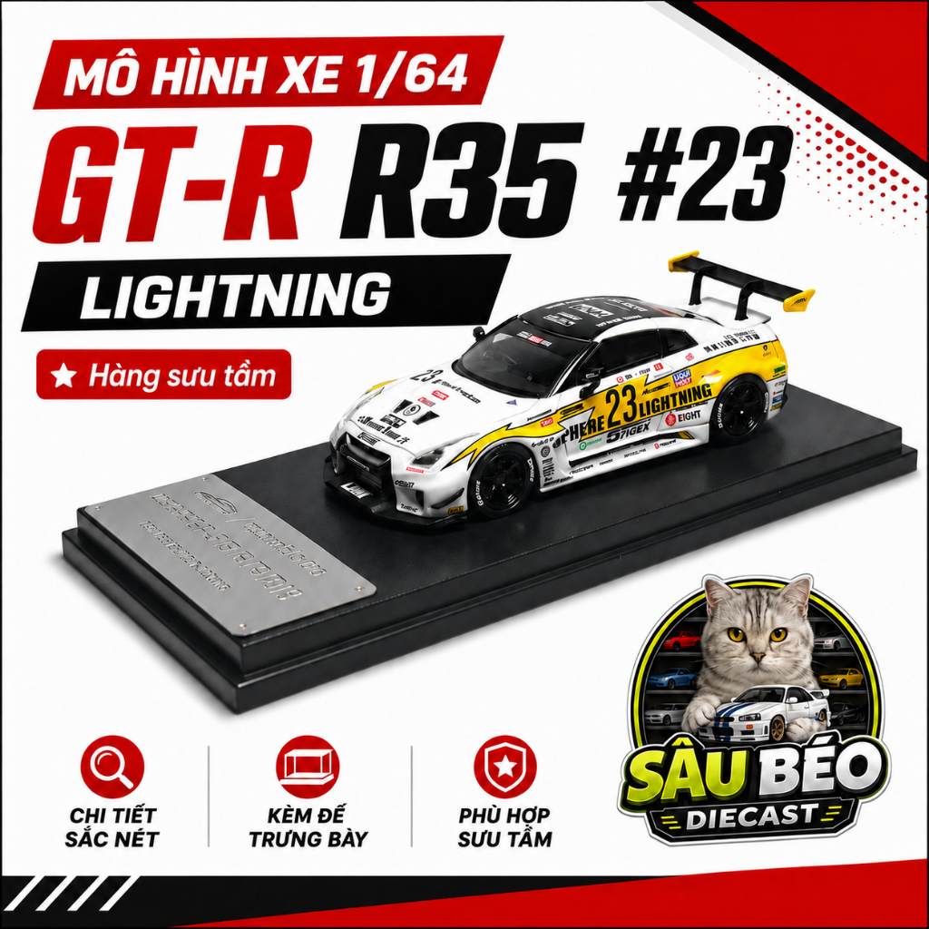 Mô hình xe 1/64 Nissan LBWK GTR R35 Lightning Limited 999pcs Mymodelcollect