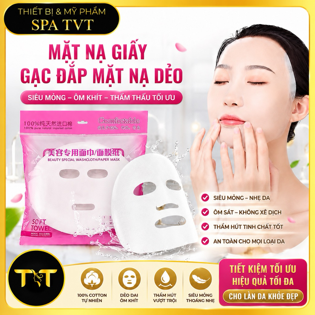 MẶT NẠ GIẤY ĐẮP MẶT DẺO SIÊU MỎNG 80 MIẾNG, GẠC ĐẮP MẶT NẠ SPA, ÔM KHÍT DA, THẤM HÚT TINH CHẤT TỐT