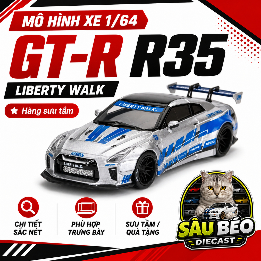 Mô hình xe E.T model Nissan LBWK GTR R35 tỉ lệ 1:64 | Nissan GTR35 FastnFurios
