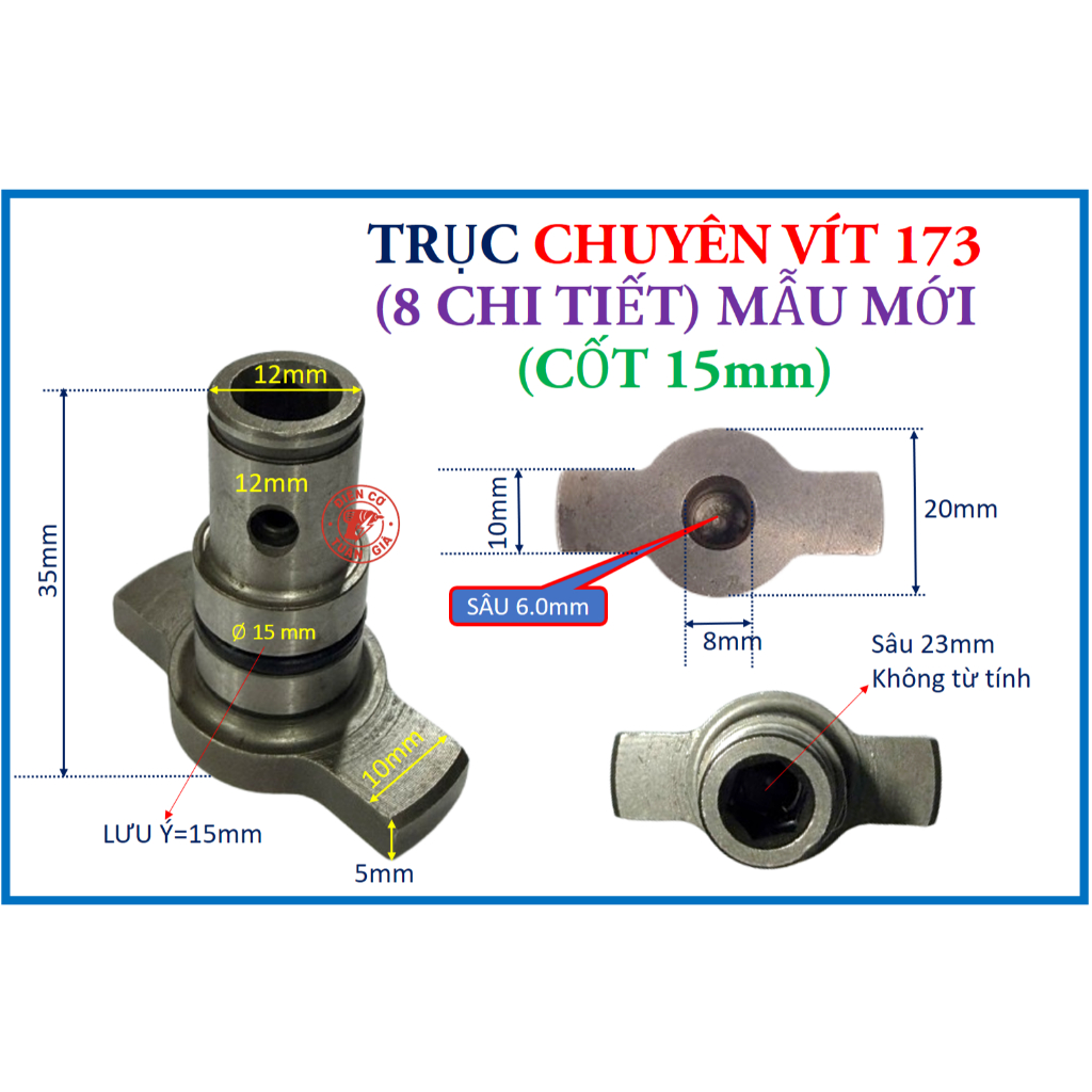 TCV 173 - TRỤC CHUYÊN VÍT 173 MẪU MỚI CỐT 15mm,
