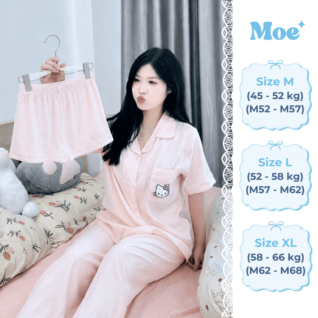 Combo 3 Món Đồ Ngủ Nữ Hồng Hello Kitty MC - COMBO - 001 Moe.Closet