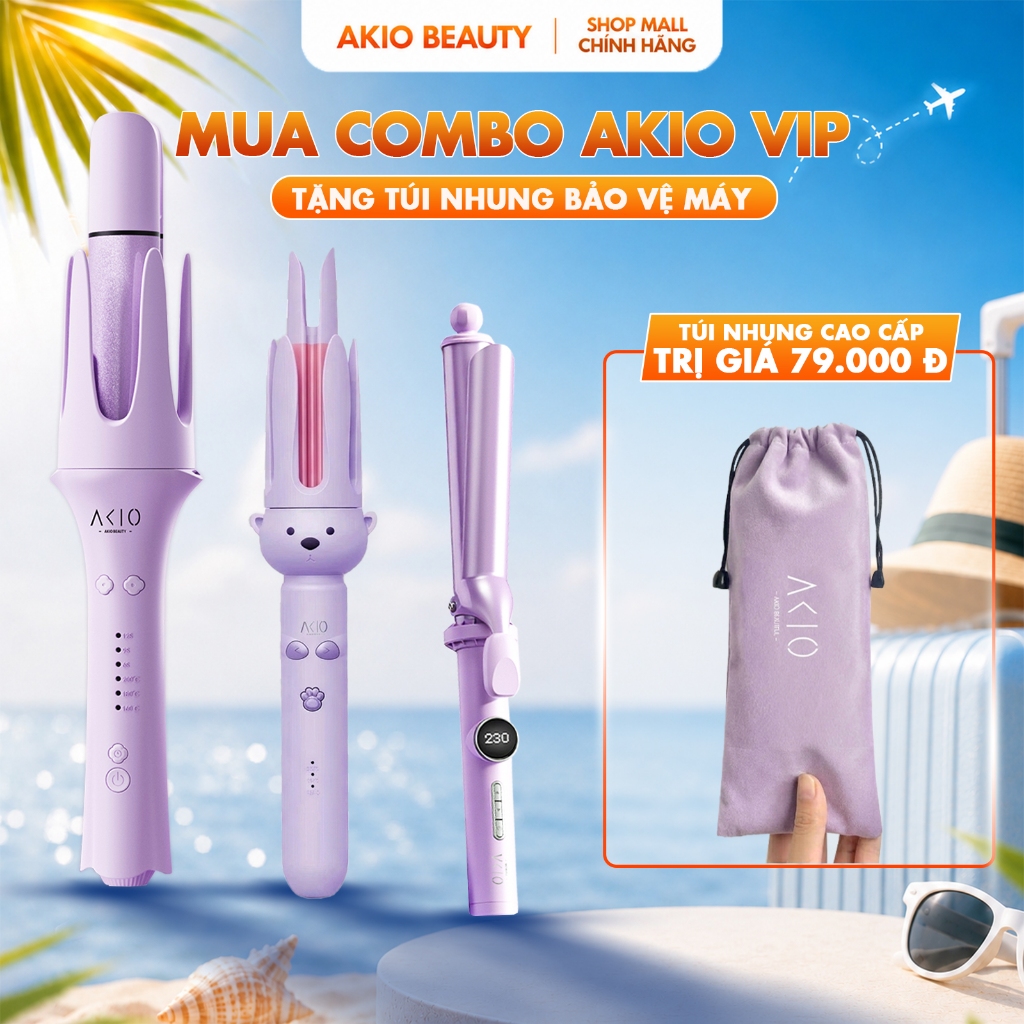 [COMBO LÀM ĐẸP AKIO BEAUTY VIP] Trọn bộ máy uốn tóc kết hợp dập phồng Akio Beauty