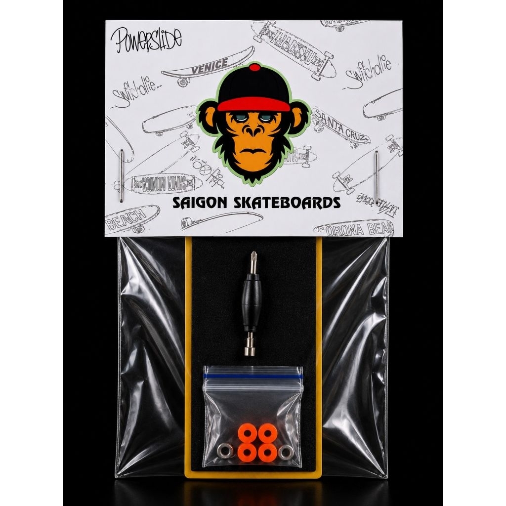 Standard Combo Fingerboard Accessories: Foam + Black Tool + 70A Bushing (Black, White and Orange)