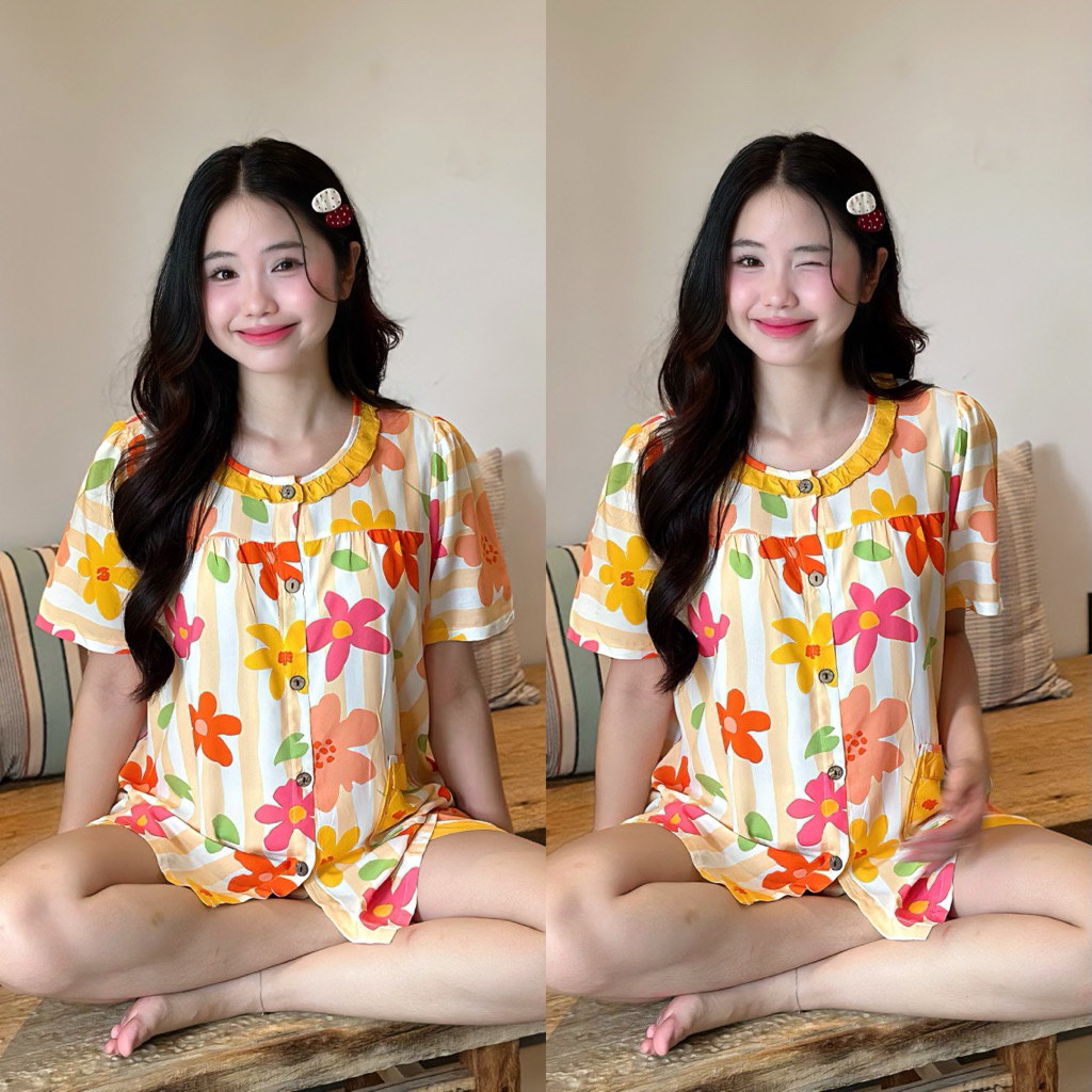EVERMOM l Đồ bộ bầu ĐÙI BÈO PHỐI MÀU gài cúc có túi vải tôn 2 da thái