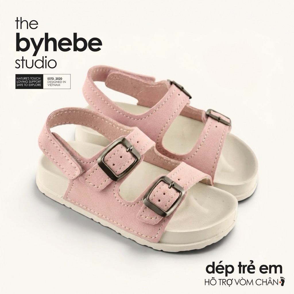 Dép sandal bé gái Byhebe Active-wear màu, Giày quai hậu trẻ em đế TPR đúc nguyên khối siêu êm CS02