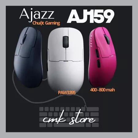 Chuột Gaming Ajazz AJ159 - Chip PAW3395 - Pin 400 - 800mAh