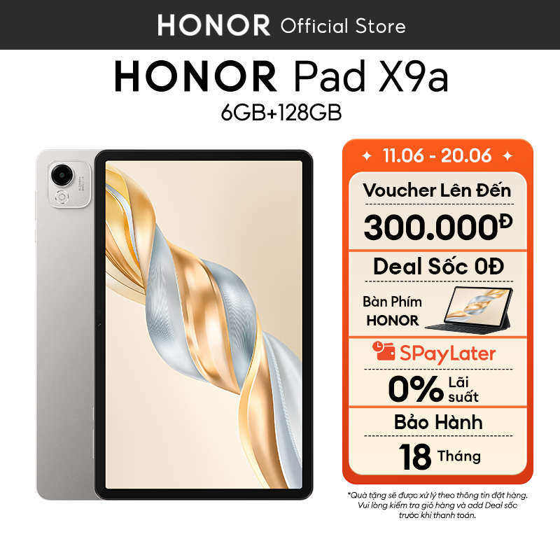 [Tặng Kèm Bàn Phím] Máy Tính Bảng Honor Pad X9a Wifi 6GB+128GB| Pin 8300mAh| Chip Snapdragon 685| BH 18 Tháng
