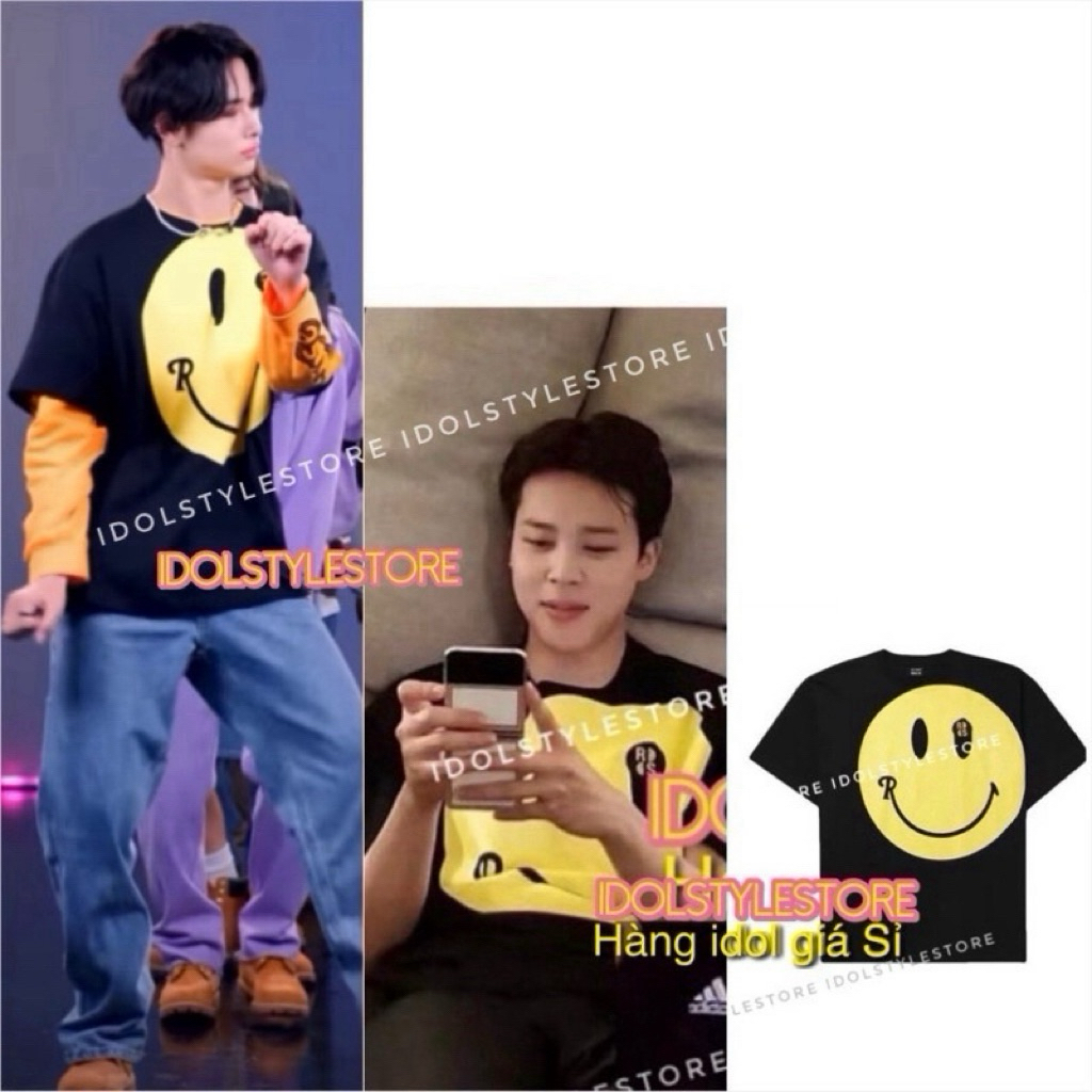 (kèm quà) áo thun tay lỡ smile Jimin BTS