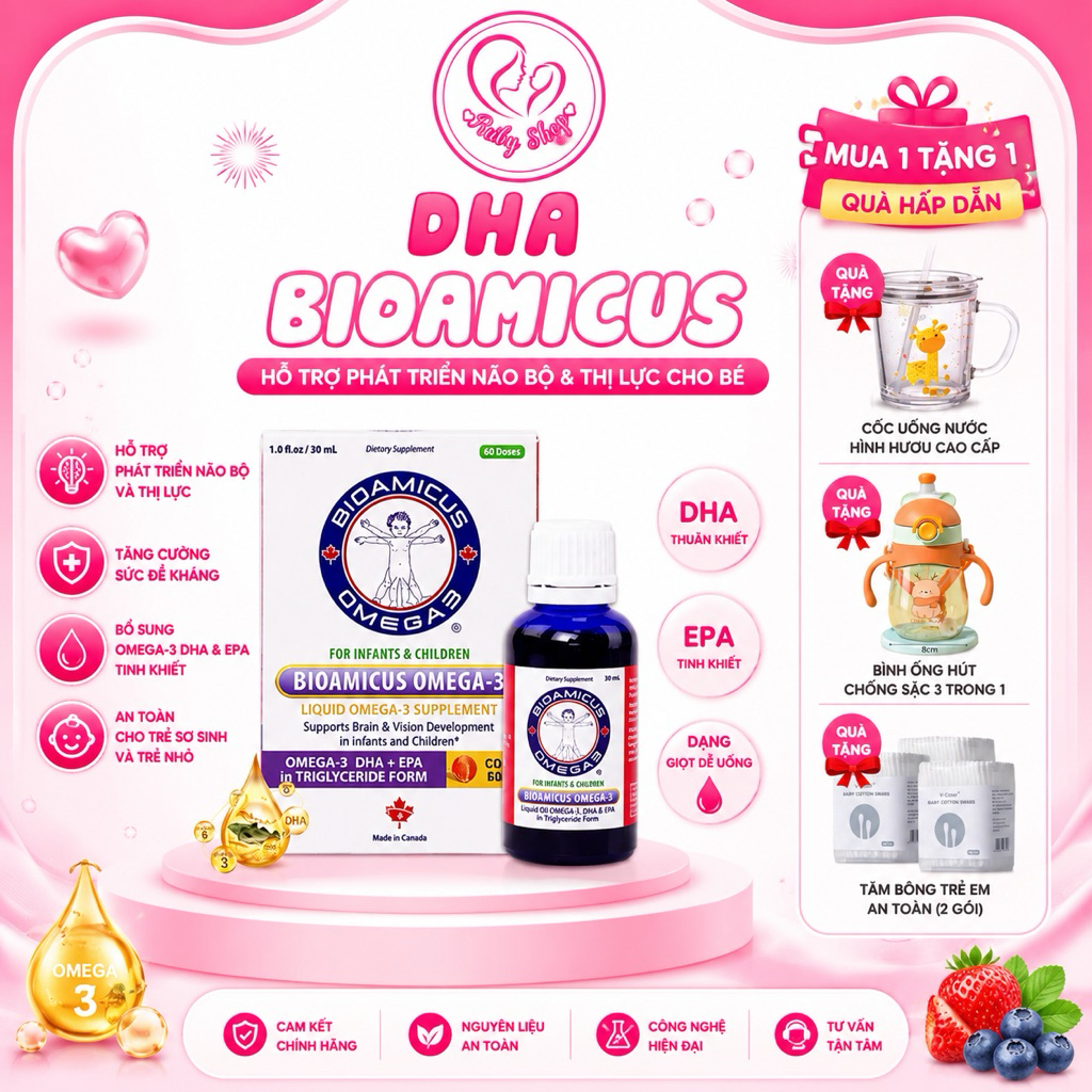DHA Biomicus Omega 3 chai 30ml chính hãng - DHA nhỏ giọt cho bé, trẻ sơ sinh và trẻ nhỏ
