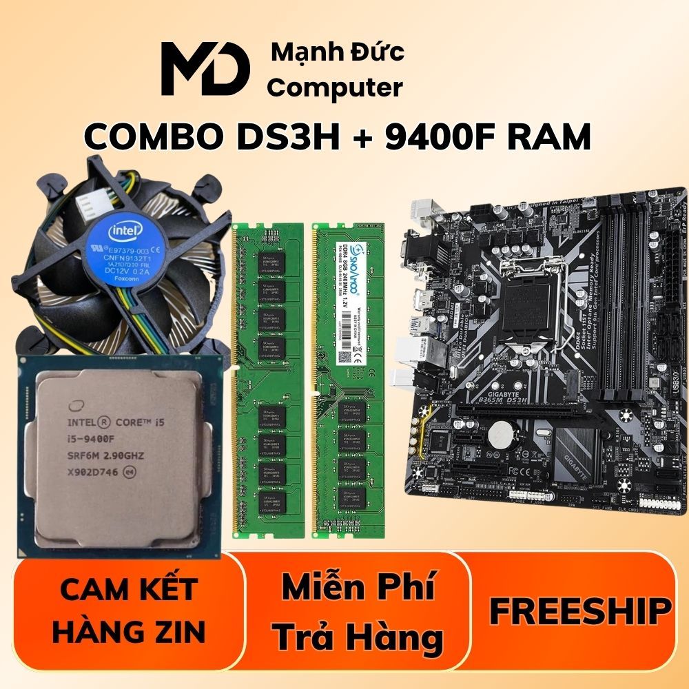PC Lẻ Combo CPU i5 9400F + B360 DS3H + Ram 16/32GB