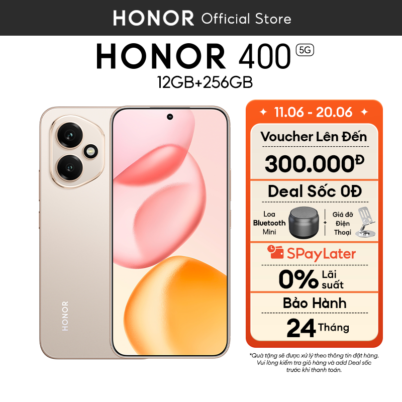 Điện Thoại Honor 400 5G 12GB + 256GB | AI Camera 200MP, Sạc Nhanh 80W | Snapdragon 7 Gen 3 | BH 24 Tháng