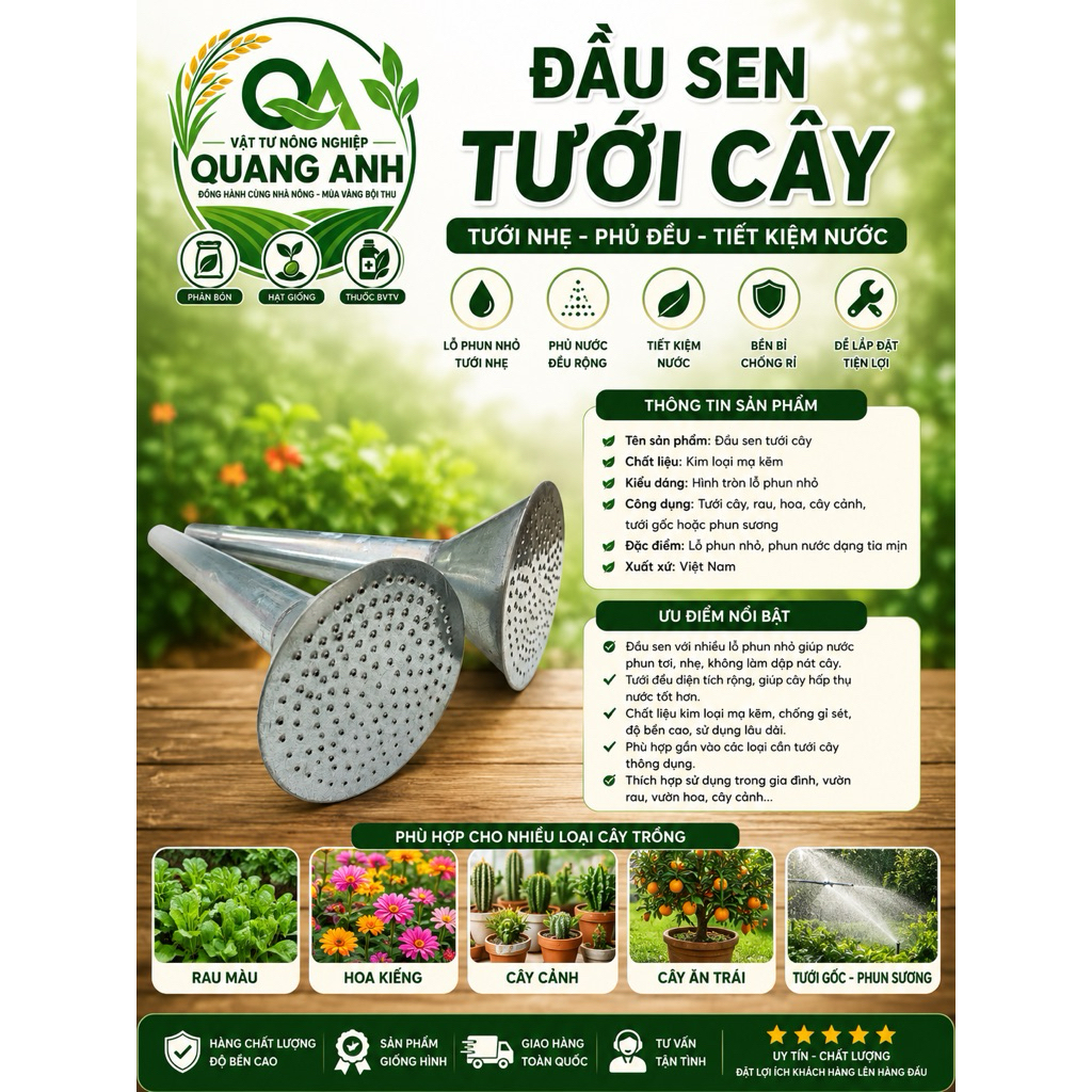 Đầu Sen Tưới Cây Chuyên Dụng - Sen Tưới Nhôm Lỗ Nhỏ - Hạt Tơi Đều