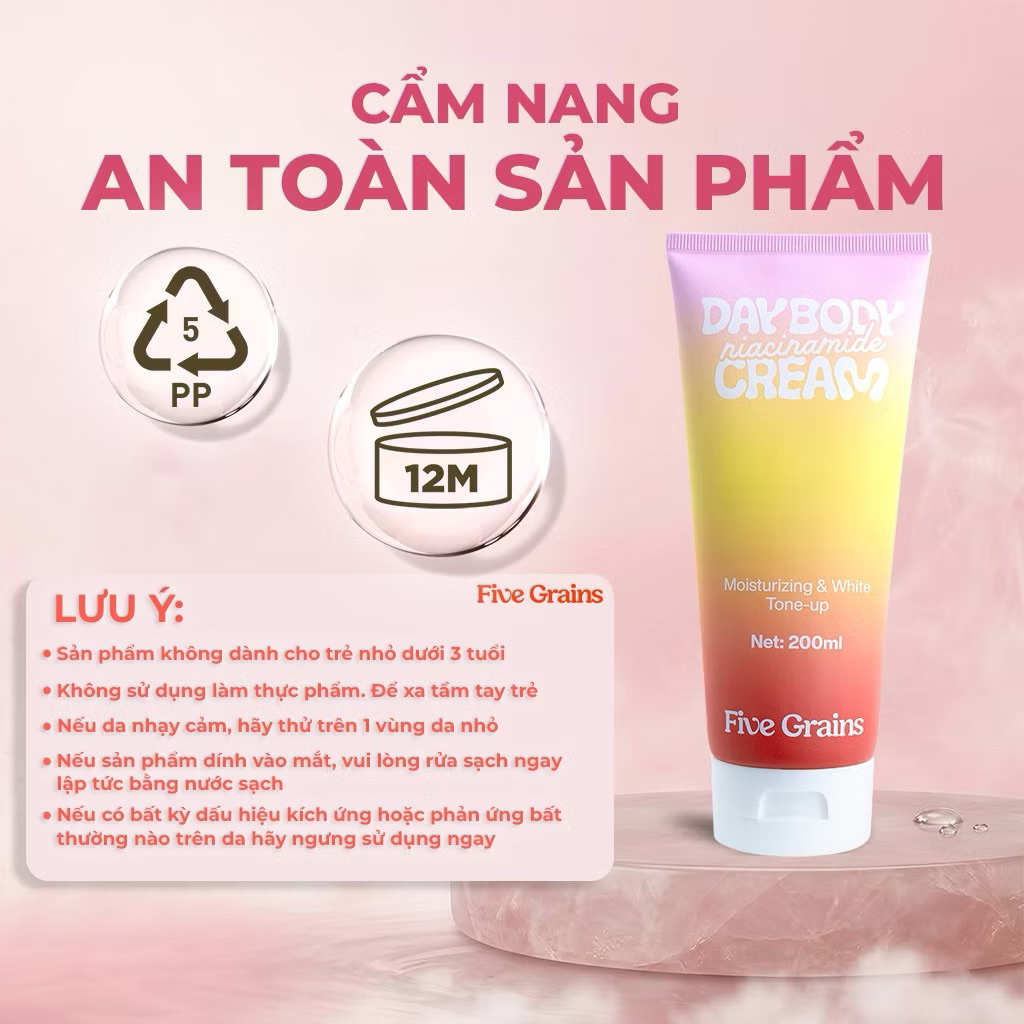 KEM BODY BAN NGÀY (Five Grains Niacinamide Day Radiance Body Cream)