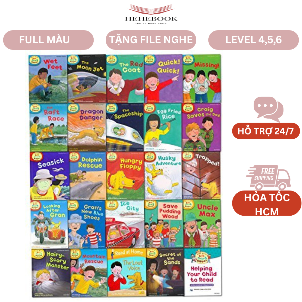 Sách - Oxford Reading Tree Biff, Chip and Kipper Level 4-5-6 nhập màu 25 quyển kèm link audio