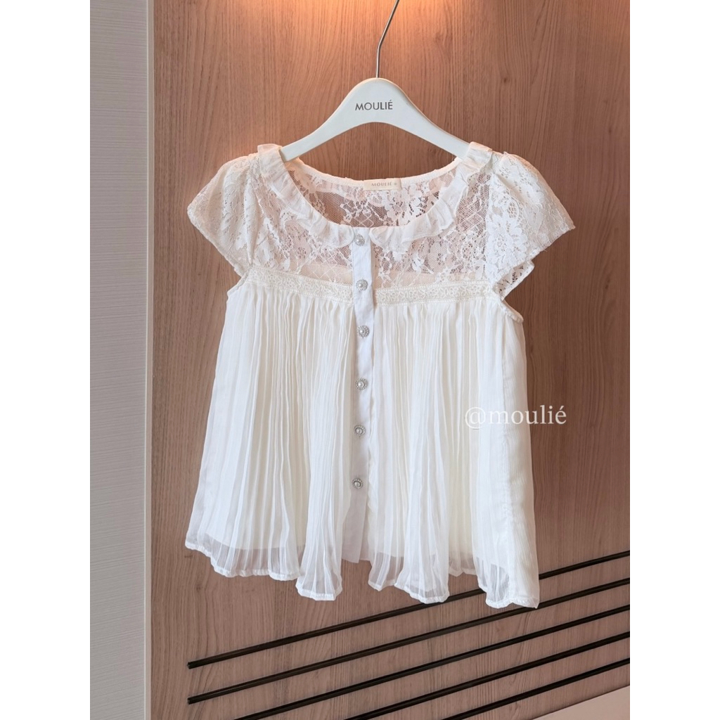 MOULIÉ | 𝐃𝐨𝐫𝐢 𝐓𝐨𝐩 Áo dập ly phối ren form babydoll