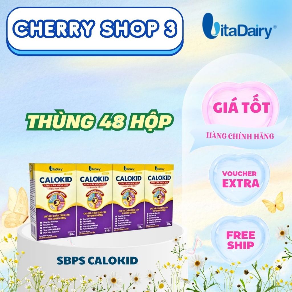 Combo 2-3 thùng - SUDD Calokid 110ml/180ml ( thùng 48 hộp ) - VitaDairy - Hàng chính hãg