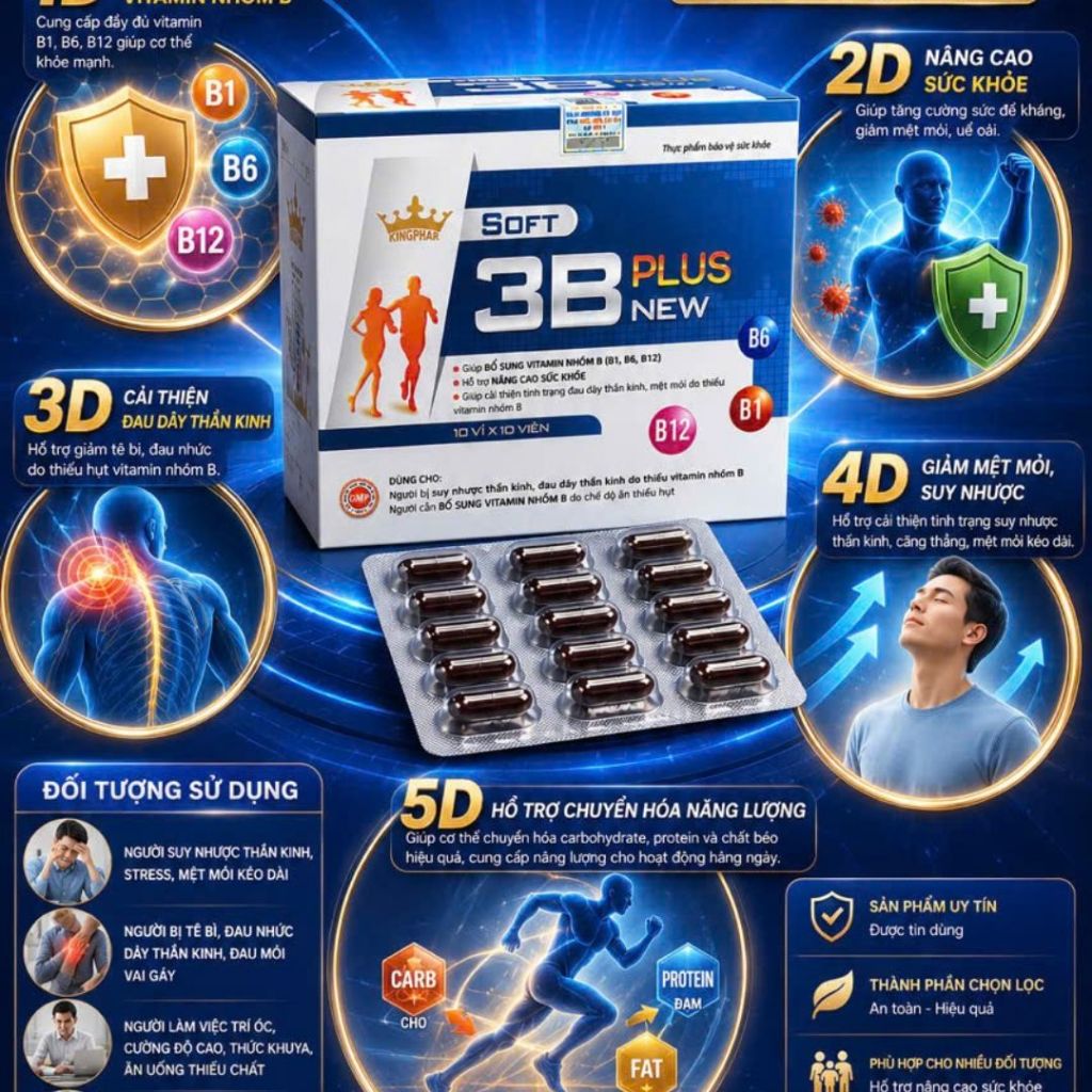 💙 Vitamin 3B Plus New Chính Hãng – Bổ Sung Vitamin Nhóm B Mỗi Ngày
