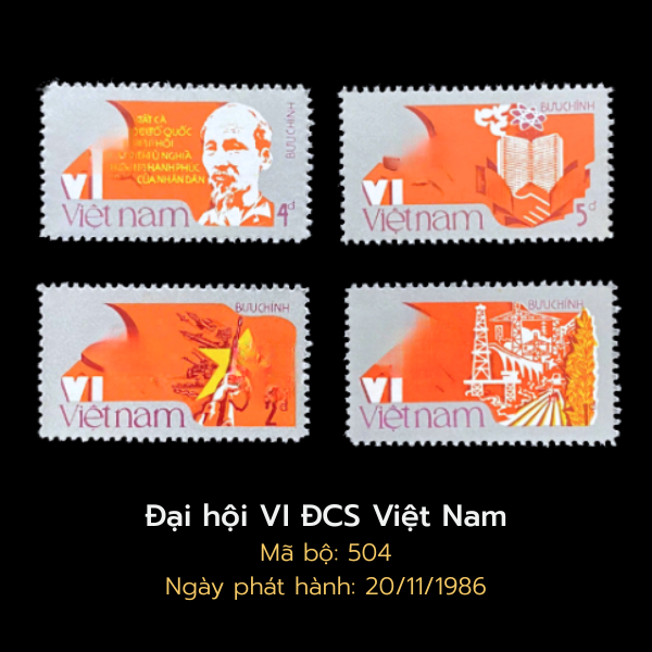 [504] Bộ tem bưu chính "Đại hội VI ĐCS Việt Nam" - Tem bưu chính - Tem sưu tầm Việt Nam