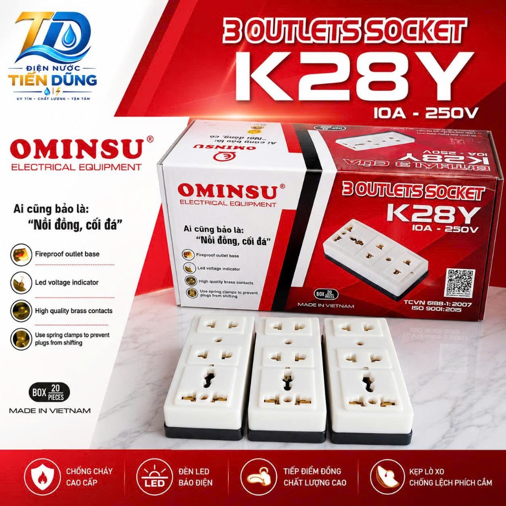Ổ cắm điện 3 chân OMINSU K28Y