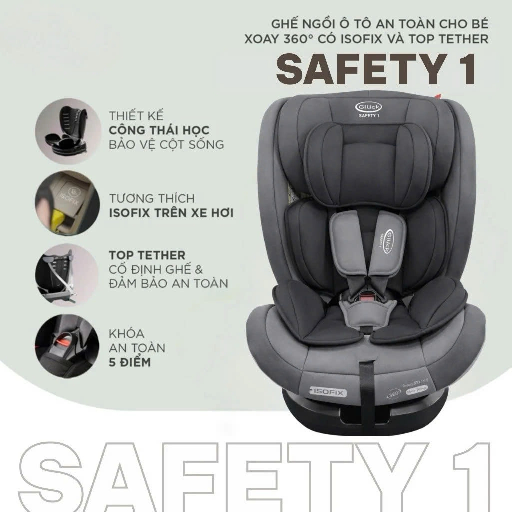 Ghế ngồi ô tô Gluck Baby ZY223 xoay 360 độ,isofix,0-12 tuổi(BH6 năm)