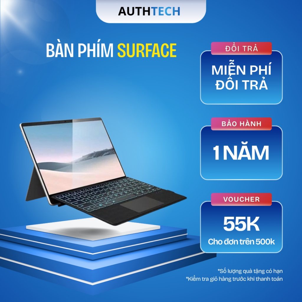 Bàn phím Surface kết nối Bluetooth Có đèn nền cho Surface Pro 3/4/5/6/7, Pro8/9/X/10/11 GO/GO2/GO3/G