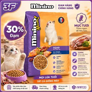 [Mua nhiều tiết kiệm] Thức Ăn Hạt Cho Mèo Minino Yum 350g–480g | 3 Vị Cá & Hải Sản | 3FStore