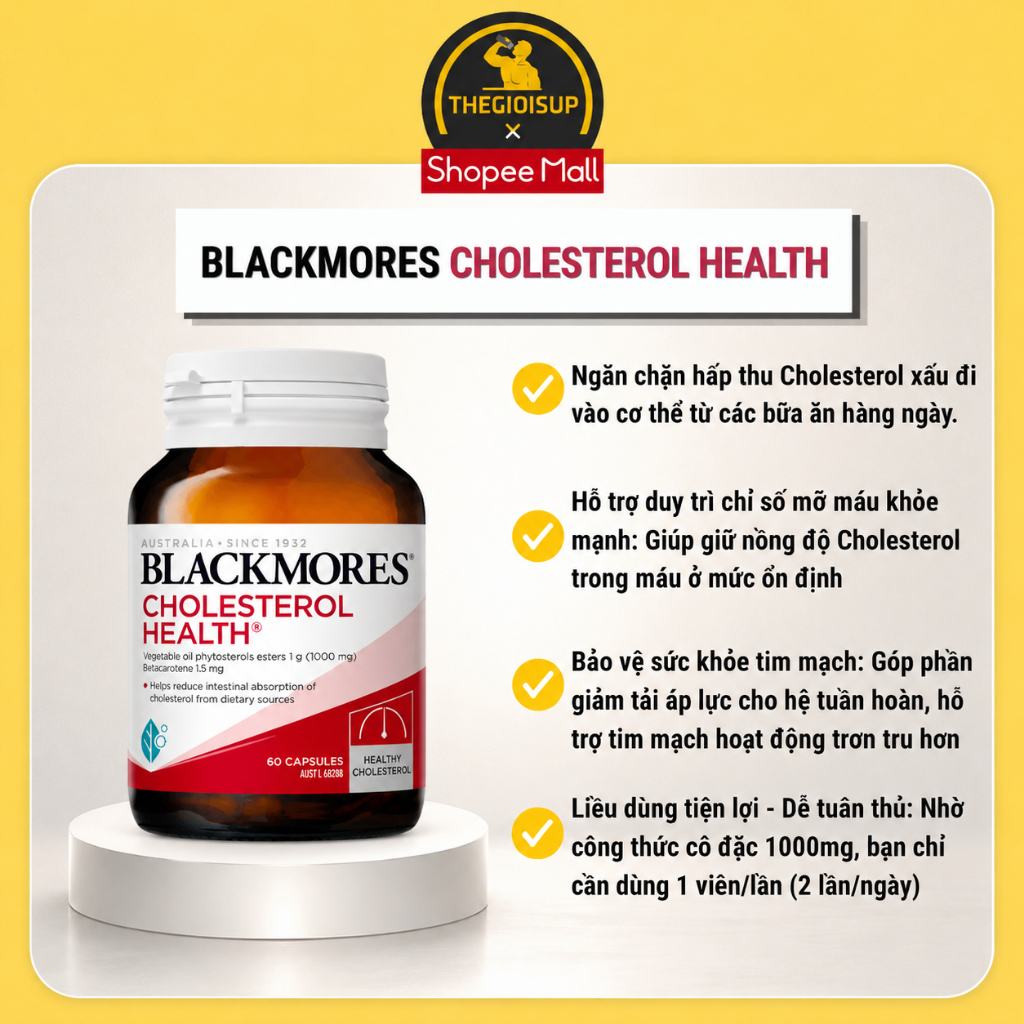 Viên Uống Giảm Cholesterol Ngăn Ngừa Các Triệu Chứng Tim Mạch Blackmores Cholesterol Health -60 Viên