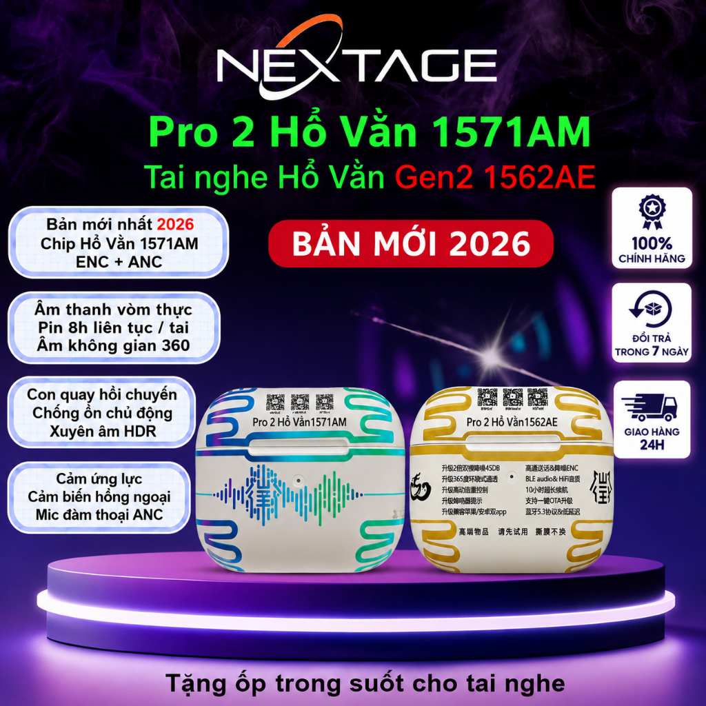 Tai Nghe Bluetooth Hổ Vằn Gen2 1571AM / 1562AE, Chống Ồn ANC 48DB - Nhận Biết Hội Thoại - Âm Thanh Không Gian - Cao Cấp