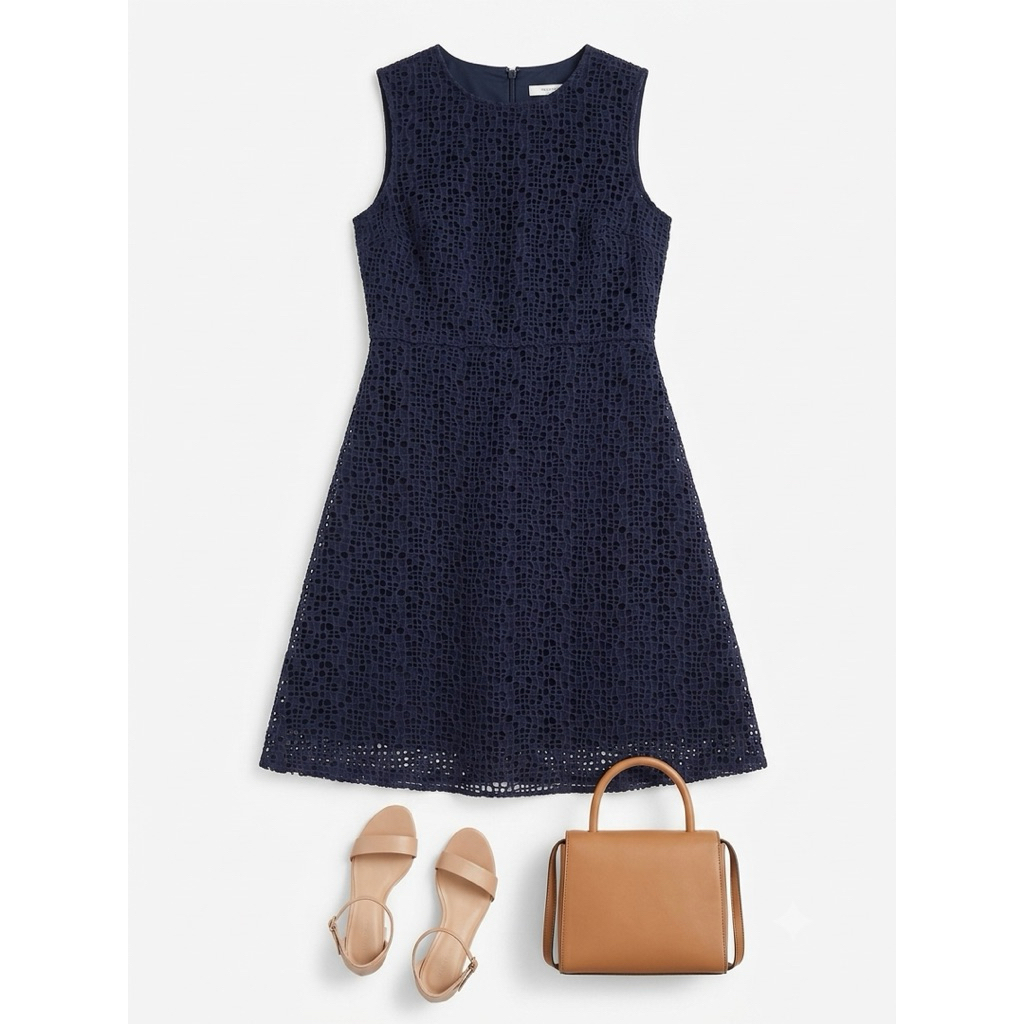 Đầm Ren Xanh Đêm (Navy Lace Shift Dress)