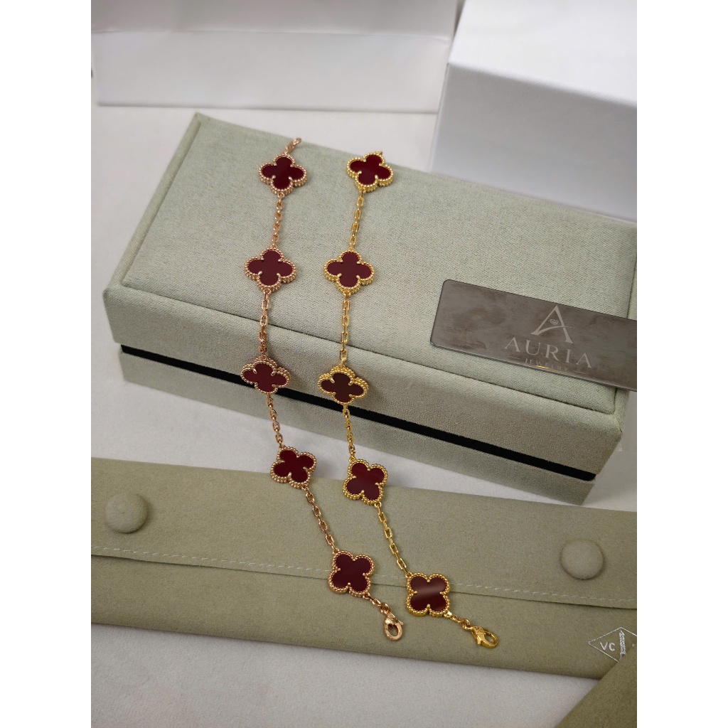 lắc tay van 4 lá mạ vàng 18k đầy đủ logo sắc nét phiên bản 15mm phụ kiện thời trang Auria Jewelry