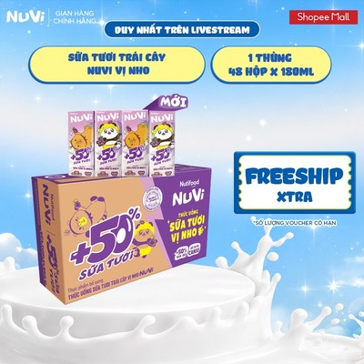 [KOL] Thùng 48 Hộp Thức Uống Sữa Tươi Trái Cây 180ml