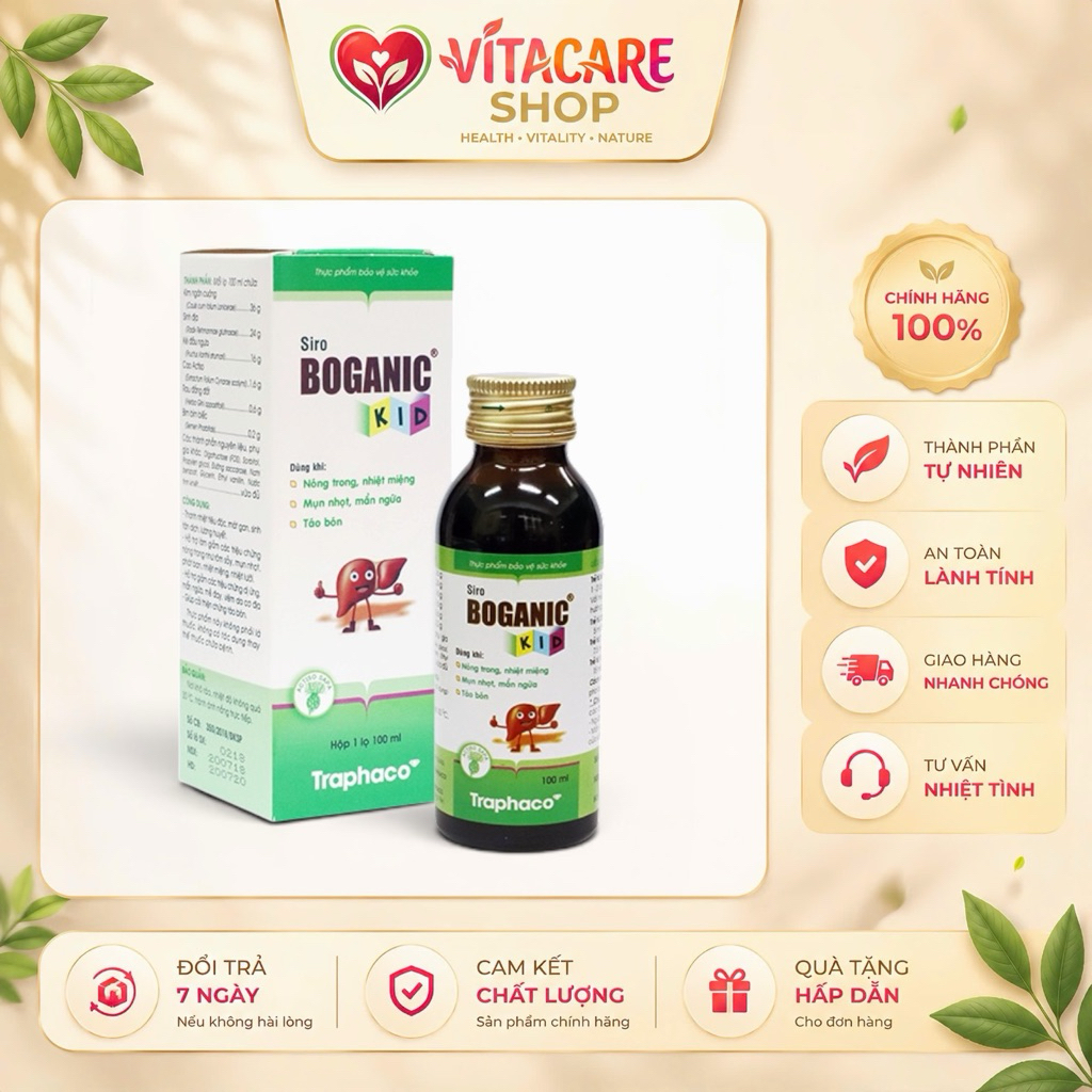 [COMBO 3 CHAI] SIRO BOGANIC KID THANH NHIỆT 100ML – HỖ TRỢ GIẢM TÁO BÓN CHO TRẺ