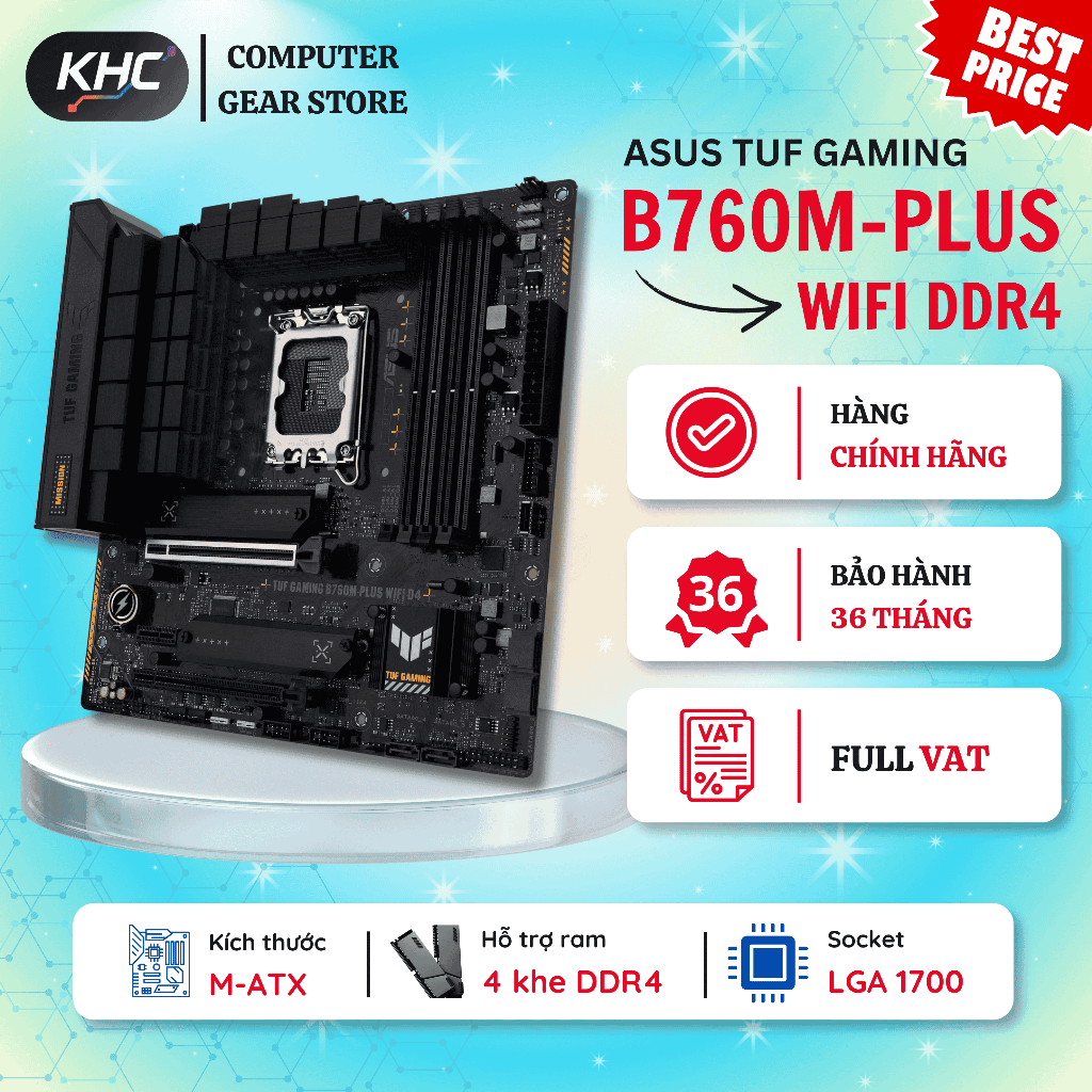 MAINBOARD ASUS TUF B760M E / B760M PLUS / B760M PLUS WIFI DDR4 DDR5 (Full VAT)