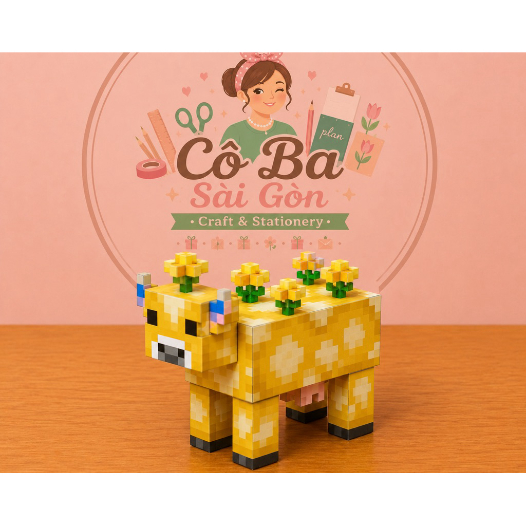 Mô Hình Giấy Minecraft - Bò Hoa Vàng