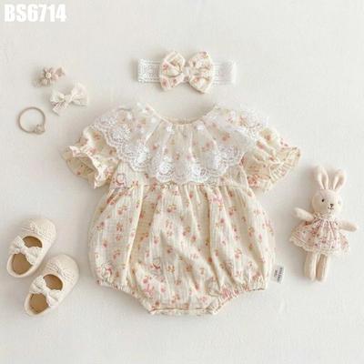 Set Body Cổ Bèo Ren Hoa Nhí Thỏ Cực Yêu Cho Bé Gái MINT'S CLOSET Sơ Sinh - 2 Tuổi - BS6714