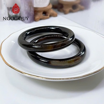 Vòng tay mã não - Vòng tay mã não nâu đen bản tròn 10mm - Ngọc Quý