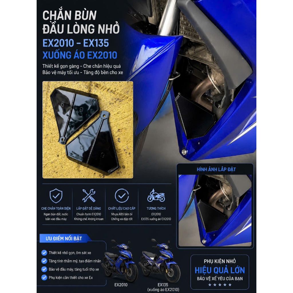 Chắn Bùn Đầu Lòng Nhỏ Cho EX2010, EX135 Xuống Áo EX2010 - Bảo Vệ Đầu Máy
