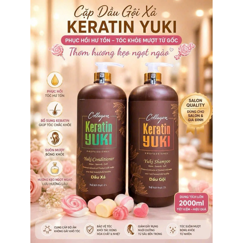 cặp gội xả kerratin yuki hương nước hoa ngọt