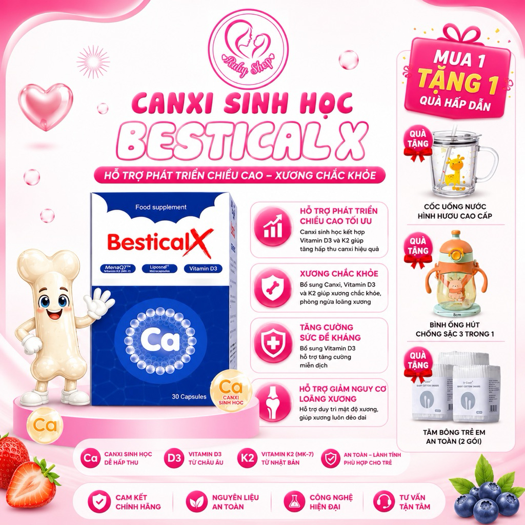 Canxi Bestical X hộp 30 chính hãng bổ sung canxi vượt trội cho mẹ bầu và trẻ từ 8 tuổi trở lên