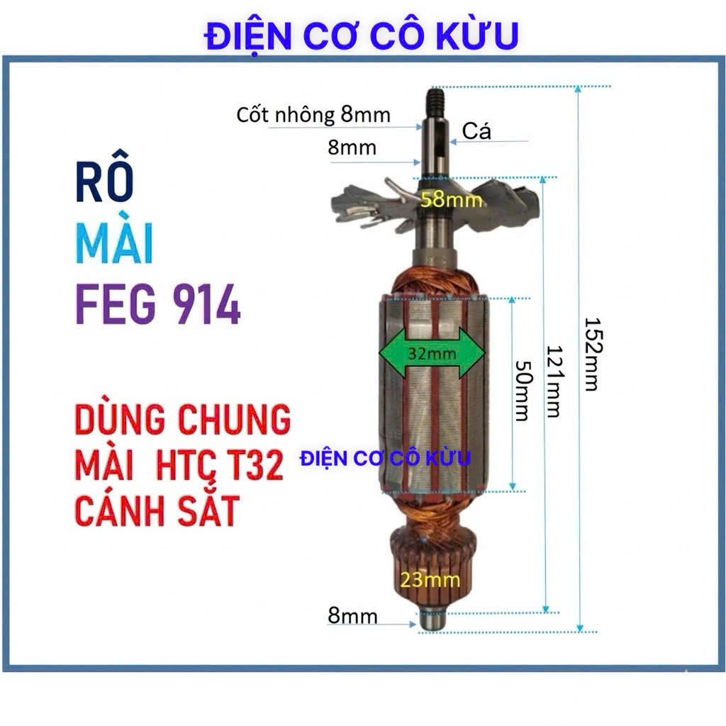 FEG - RÔ MÀI GÓC FEG 914, DÙNG CHUNG HITACH THÂN 32 CÁNH SẮT